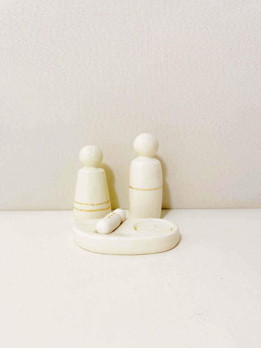 Décoration Crèche Noël En Porcelaine — Jésus Marie Joseph, Boîte D’allumettes Beige, Cadeau De Fêtes